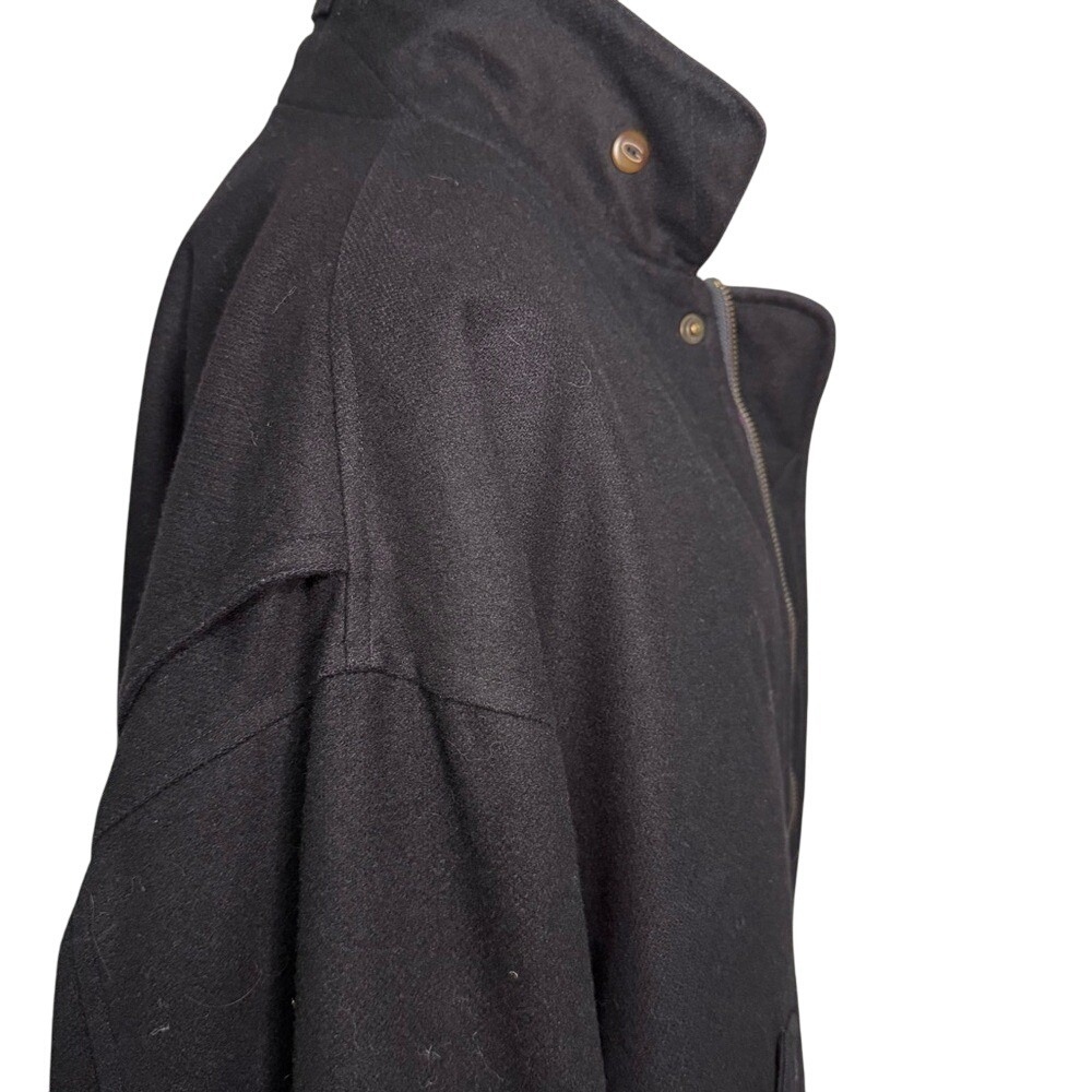 Gant Black Gray Wool Bomber Jacket Coat Leather Collar XL Preppy Classic - Picture 7 of 11